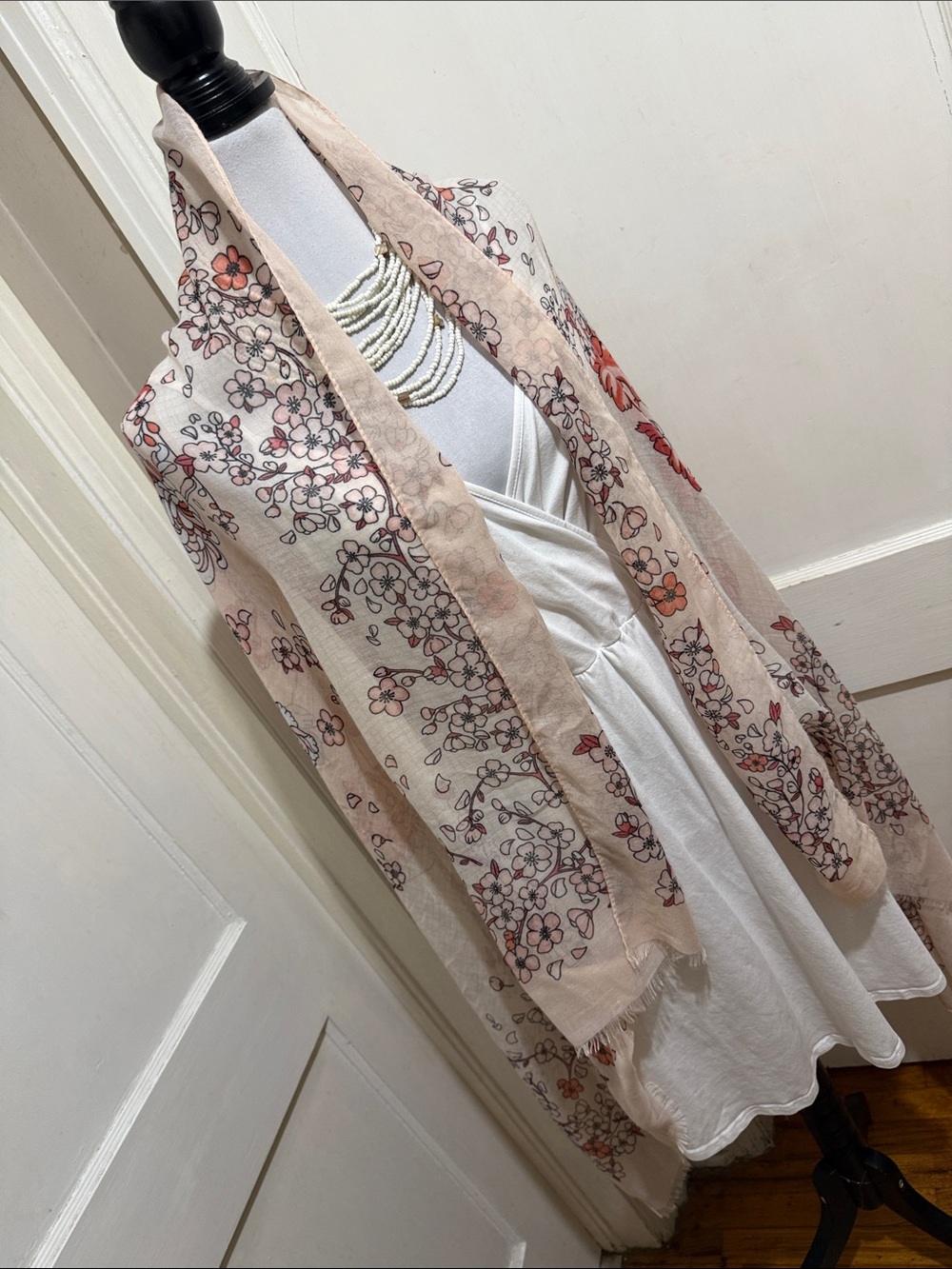 Giant 36 x 68" oversized Floral Print Lightweight Pink Scarf Wrap